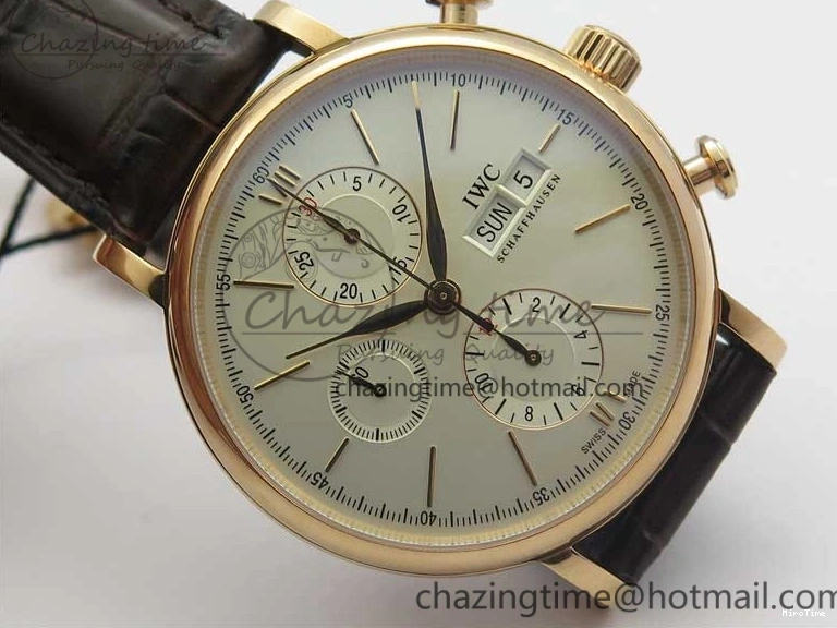 MIROTIME 0711 Efficient Portofino Chrono RG ZF 1:1 Best Edition White Dial on Brown Leather Strap A 7151